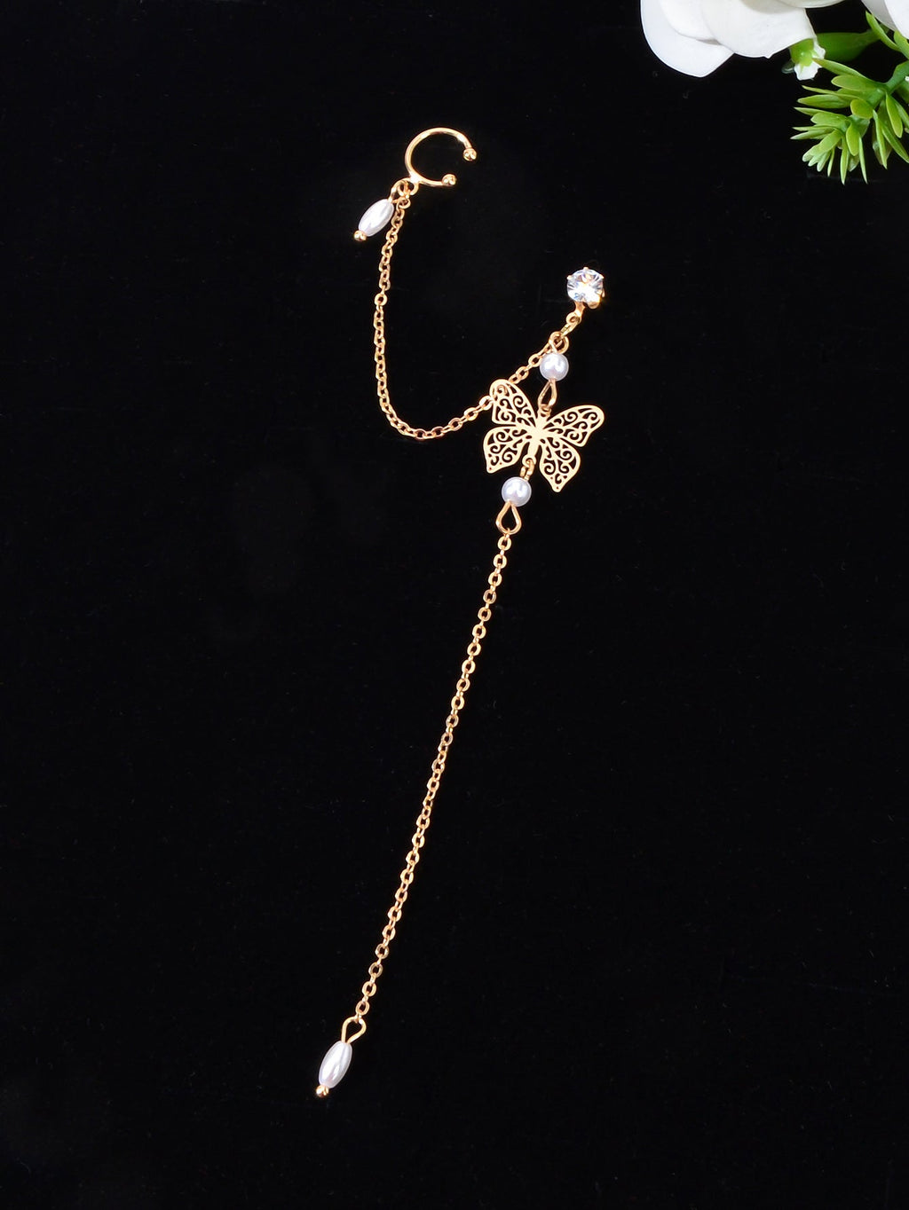 Butterfly Pendant Tassel Stud Earrings - Elegant and Whimsical Dangles Ear Clip