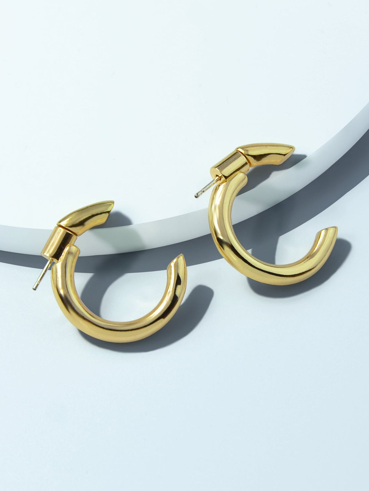 Punk Minimalist Metal Circle Huggie Hoop Pierced Statement Earrings Ear Jacket