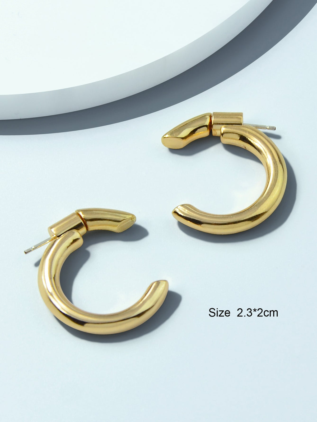 Punk Minimalist Metal Circle Huggie Hoop Pierced Statement Earrings Ear Jacket
