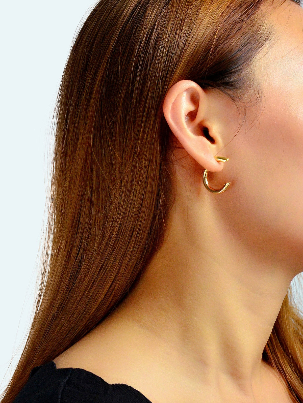 Punk Minimalist Metal Circle Huggie Hoop Pierced Statement Earrings Ear Jacket
