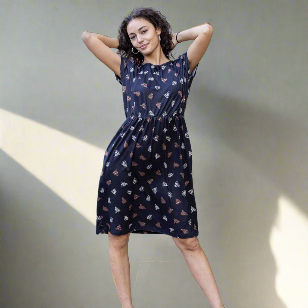 Brown Leopard Knee Length Breastfeeding Dress | Nursing Dress | MilkyMoonn-0