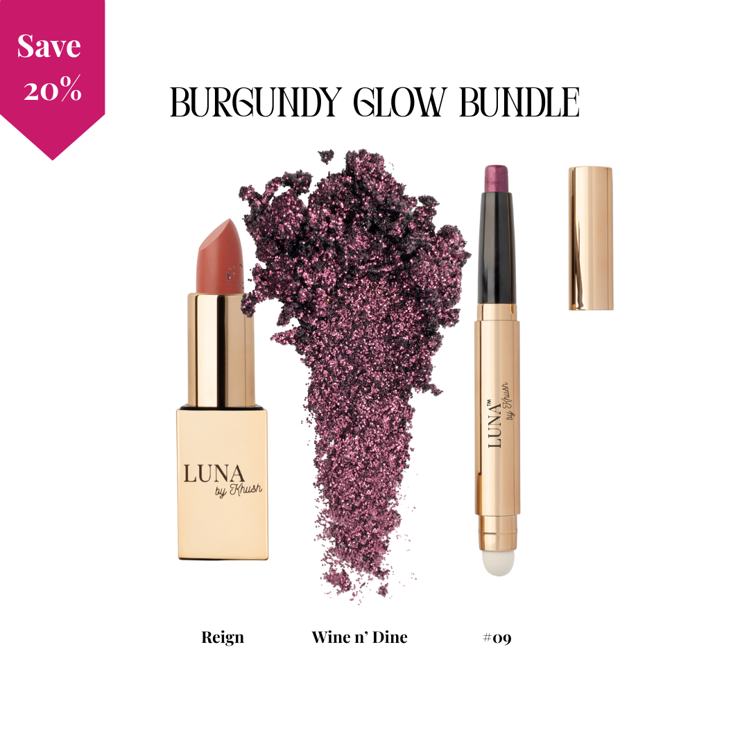 Burgundy Glow Bundle Lipstick Eyeshadow Glitter SAVE 20%