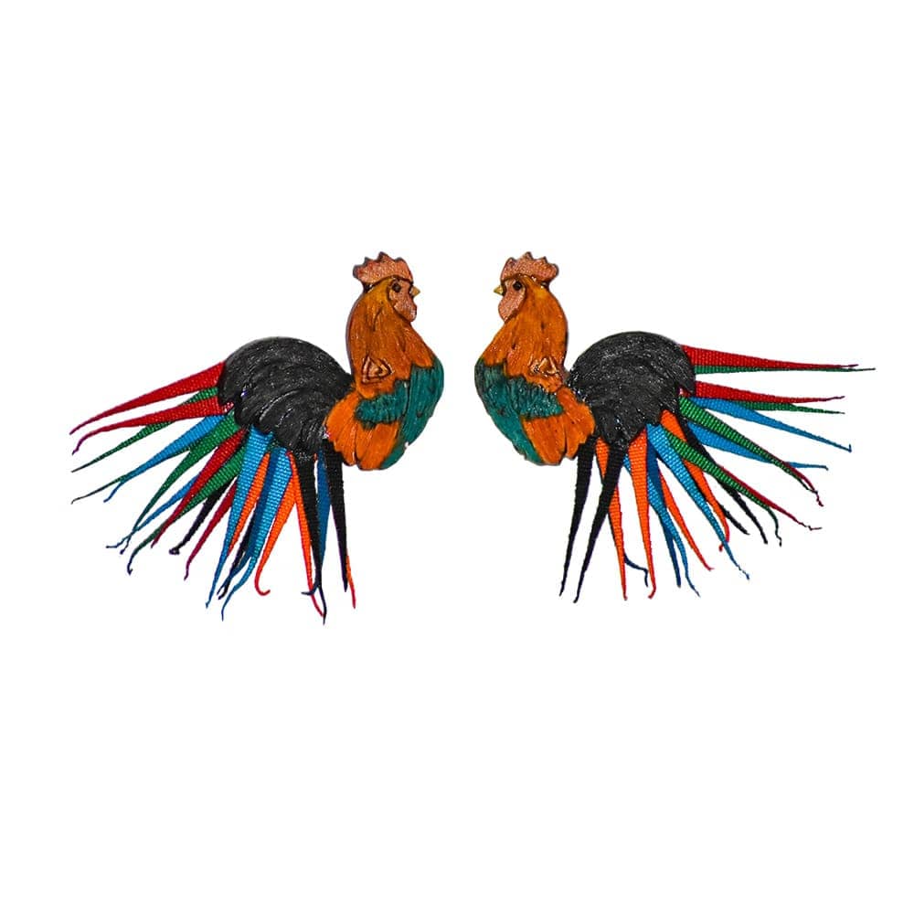 Rooster Totumo Earrings – Handcrafted Statement Jewellery-3