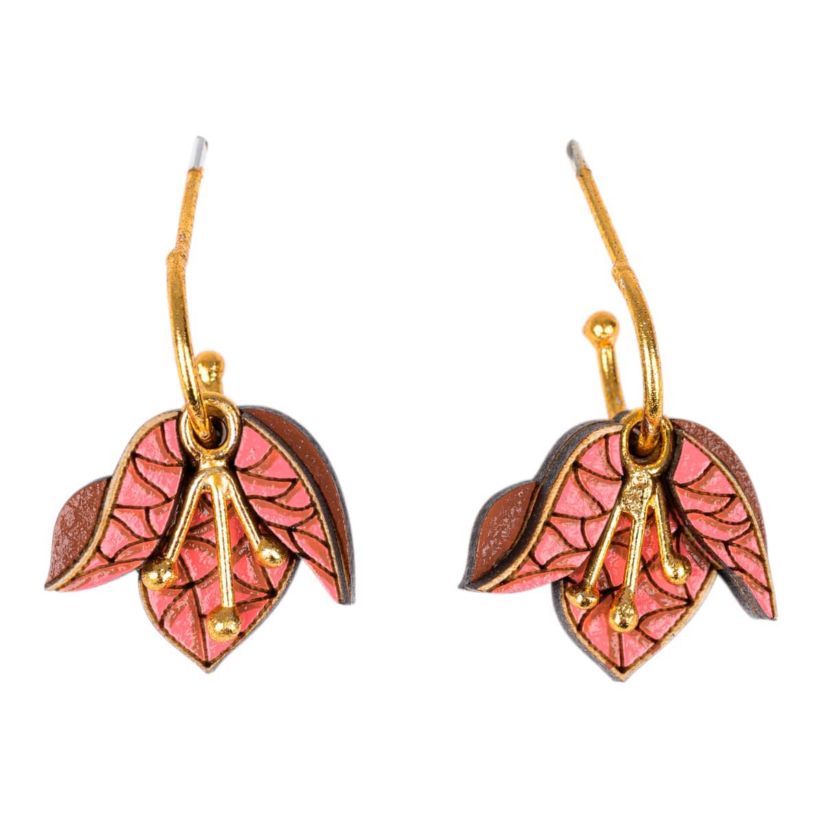 Bougainvillea Reclaimed Wood Earrings-2