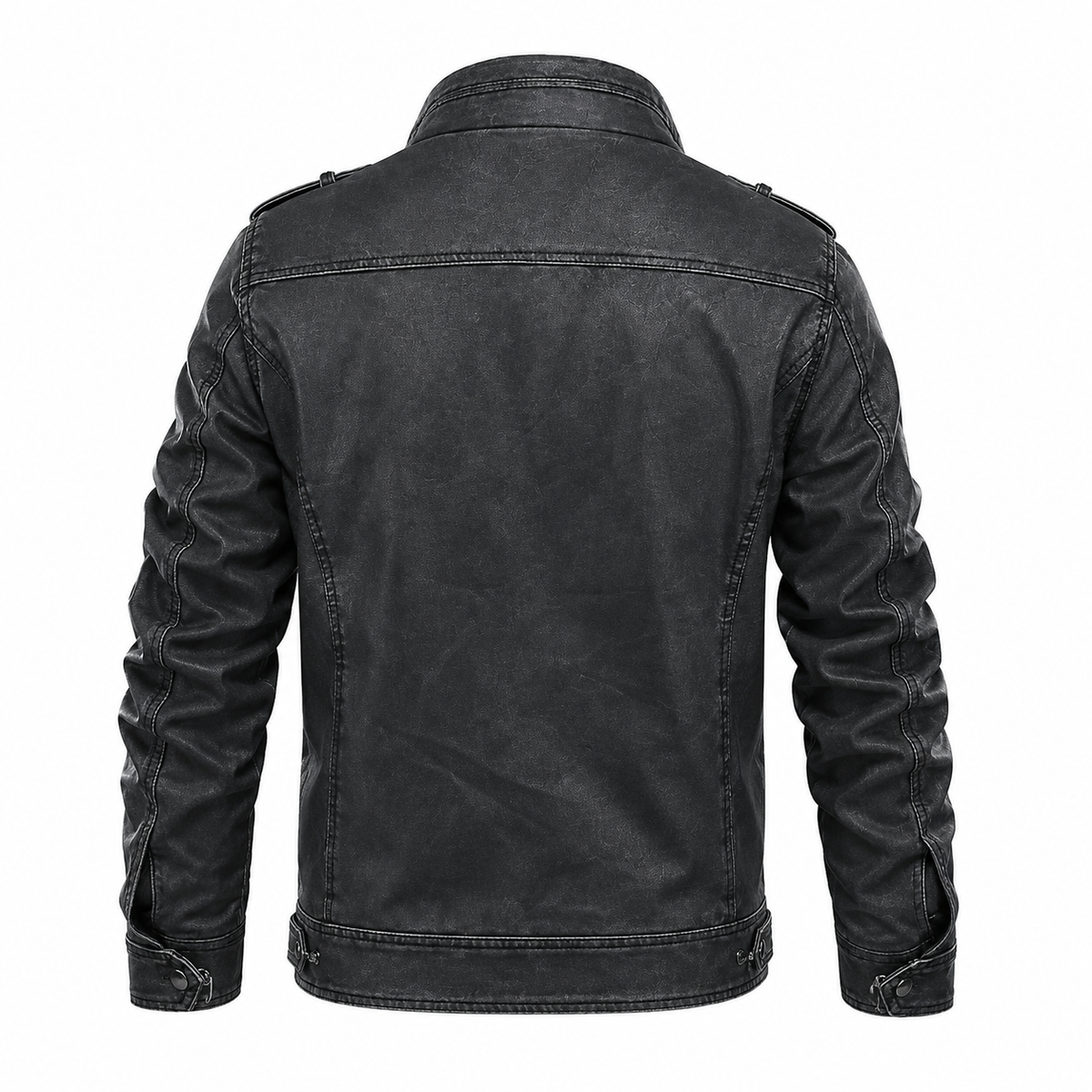 Men’s Distressed Grey Cafe Racer Cowhide Leather Jacket Premium Style