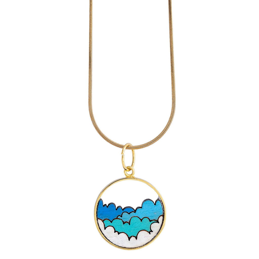 Cloud Recycled Wood Gold Necklace-1