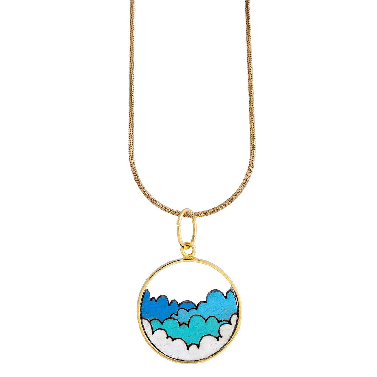 Cloud Recycled Wood Gold Necklace-1