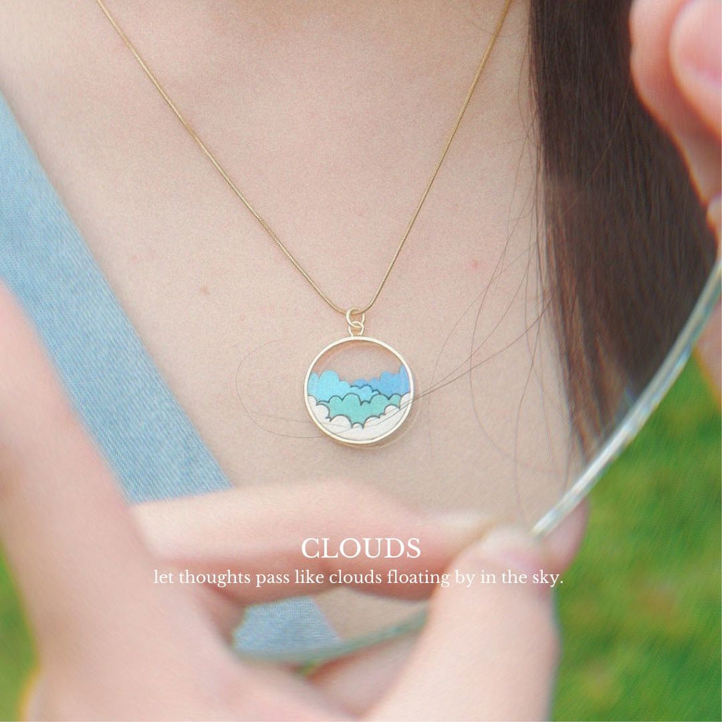 Cloud Recycled Wood Gold Necklace-0
