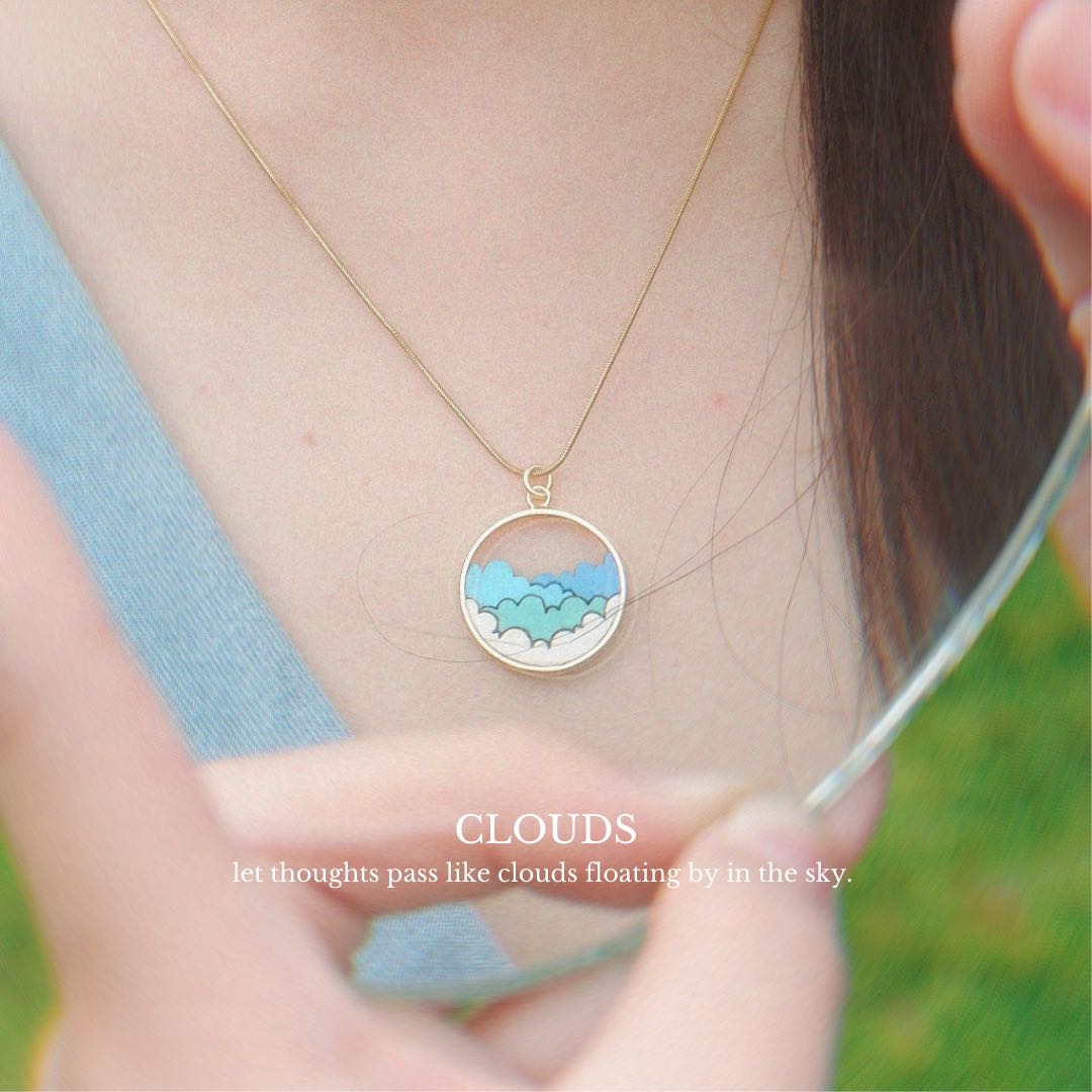 Cloud Recycled Wood Gold Necklace-0
