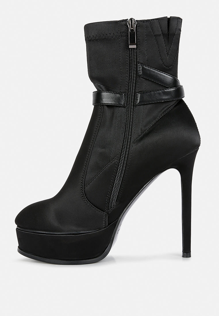 Doesburg Satin Stiletto Ankle Boots Pointed Toe High Heel Side Zipper