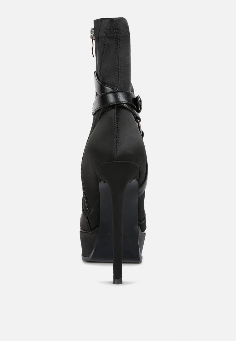 Doesburg Satin Stiletto Ankle Boots Pointed Toe High Heel Side Zipper
