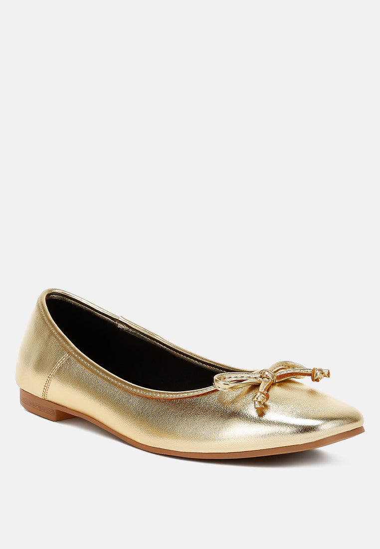 Ipara Metallic Bow Detail Ballerinas with Cushioned Insoles