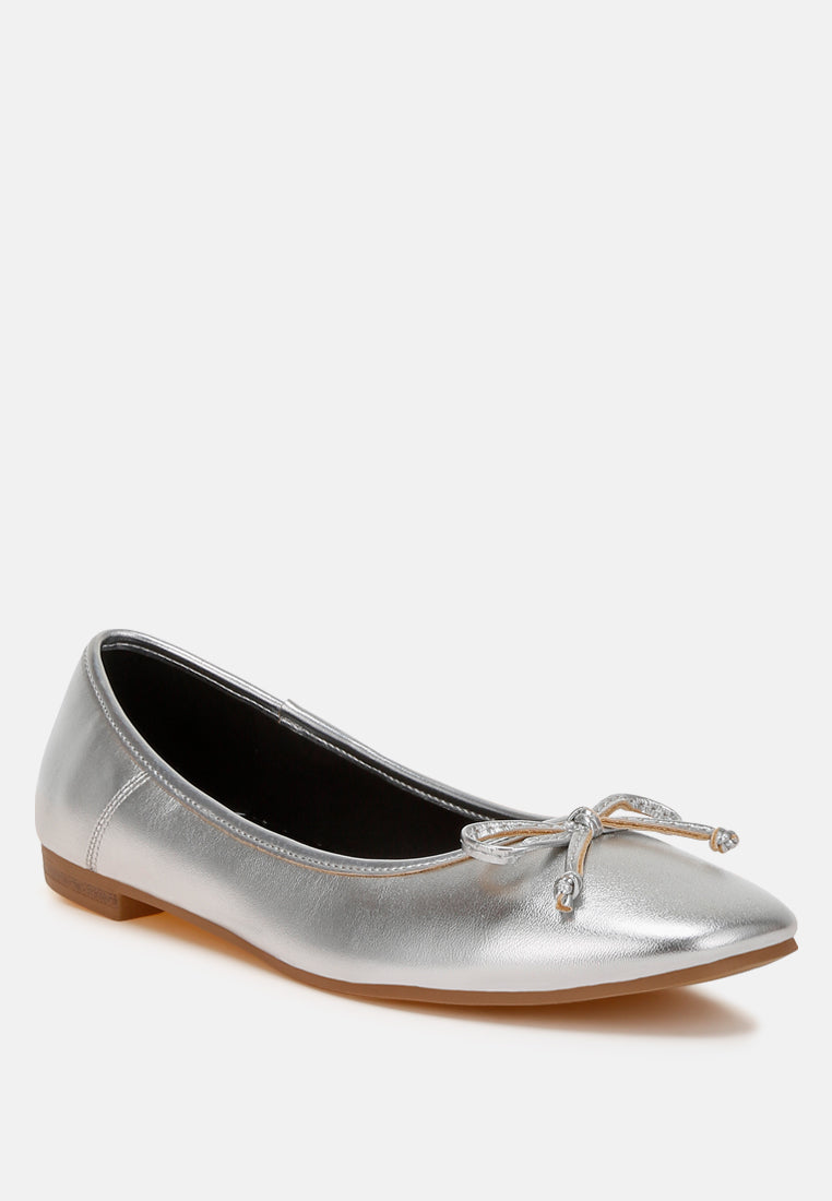 Ipara Metallic Bow Detail Ballerinas with Cushioned Insoles