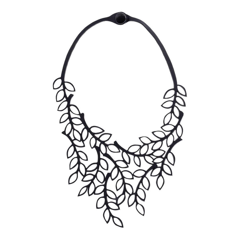 Evergreen Leaf Recycled Rubber Necklace-1