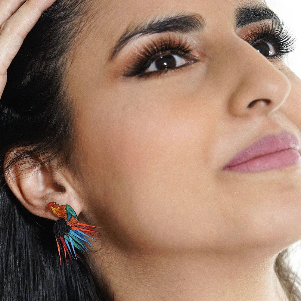 Rooster Totumo Earrings – Handcrafted Statement Jewellery-4