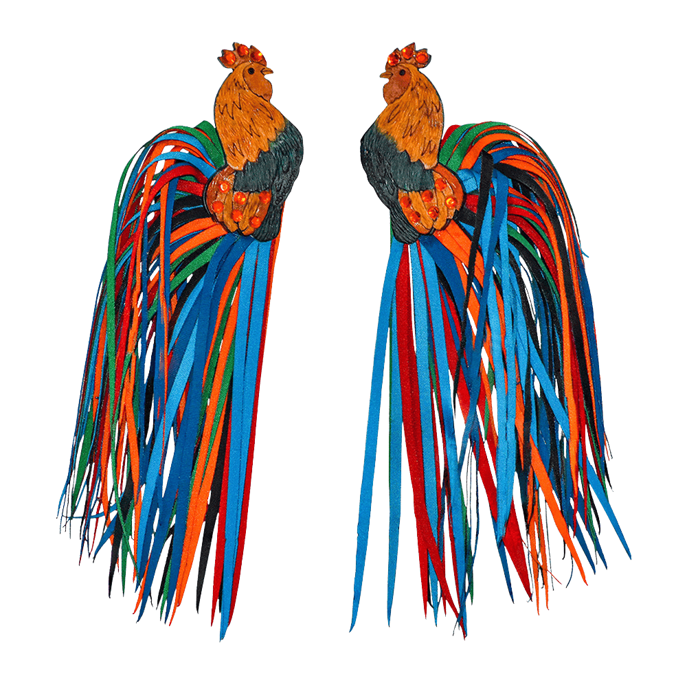 Rooster Totumo Earrings – Handcrafted Statement Jewellery-1