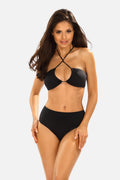 Black Two-Piece Swimsuit L1157 Neckholder High Cut Size 38