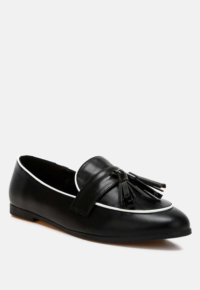 Mythos Dual Tone Tassel Loafers Flat Pleather Comfortable Shoes