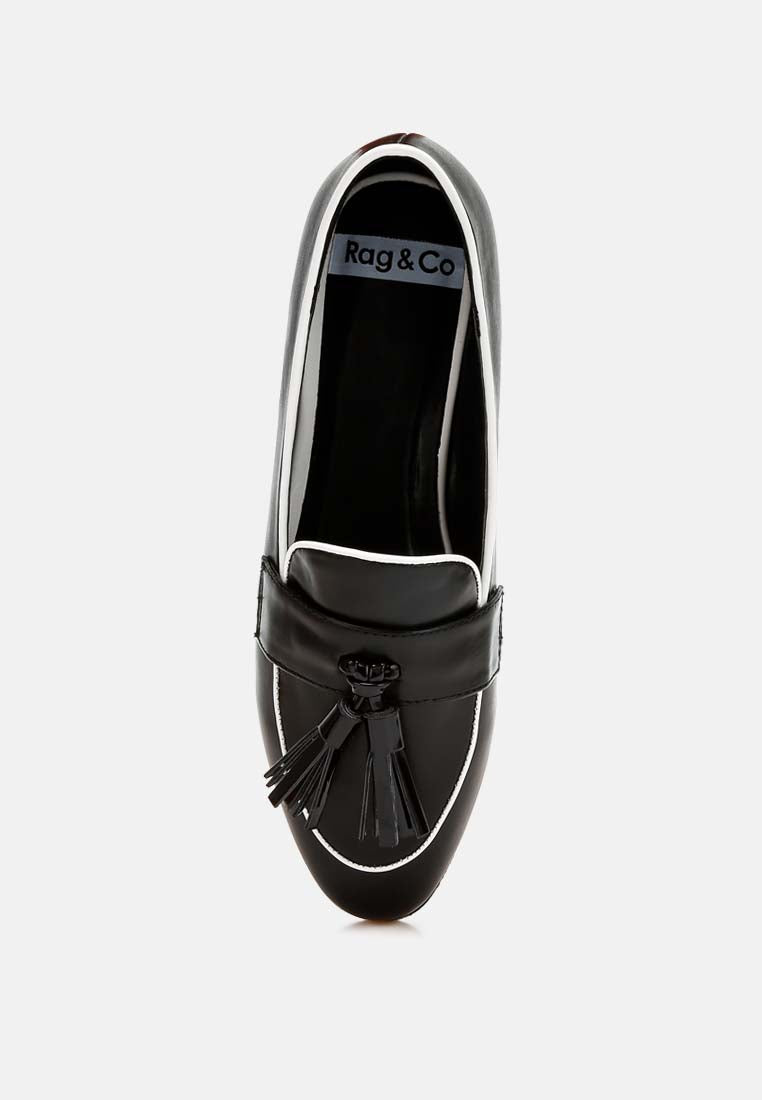Mythos Dual Tone Tassel Loafers Flat Pleather Comfortable Shoes
