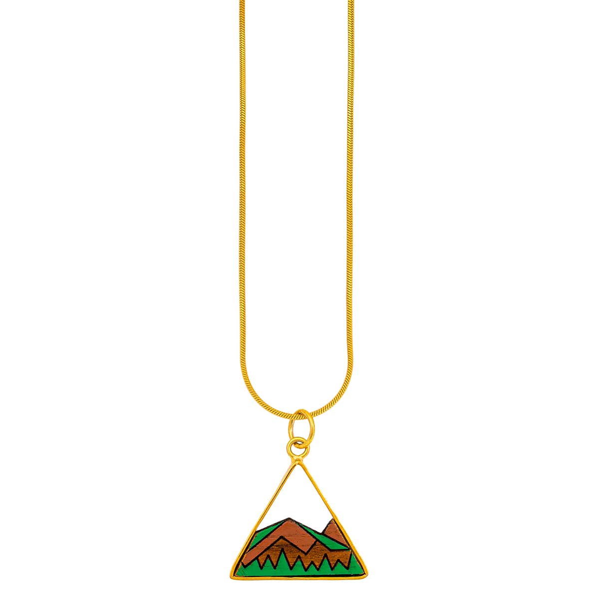 Hill Eco-friendly Recycled Wood Gold Necklace-1