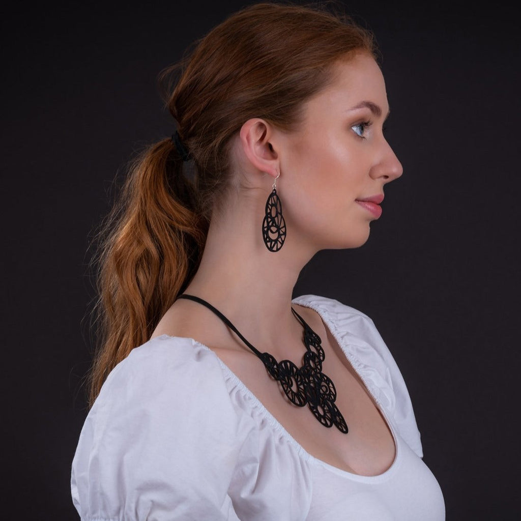 Stellar Recycled Rubber Teardrop Earrings-2