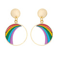 Rainbow Eco-friendly Recycled Wood Gold Earrings-1