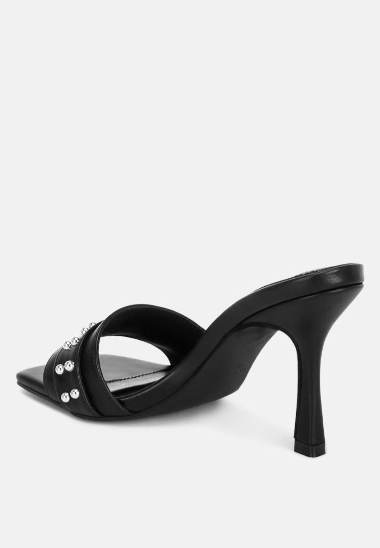 Marais Pin Buckle Strap Stiletto Heels with Stud Embellishments