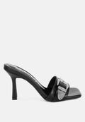 Marais Pin Buckle Strap Stiletto Heels with Stud Embellishments