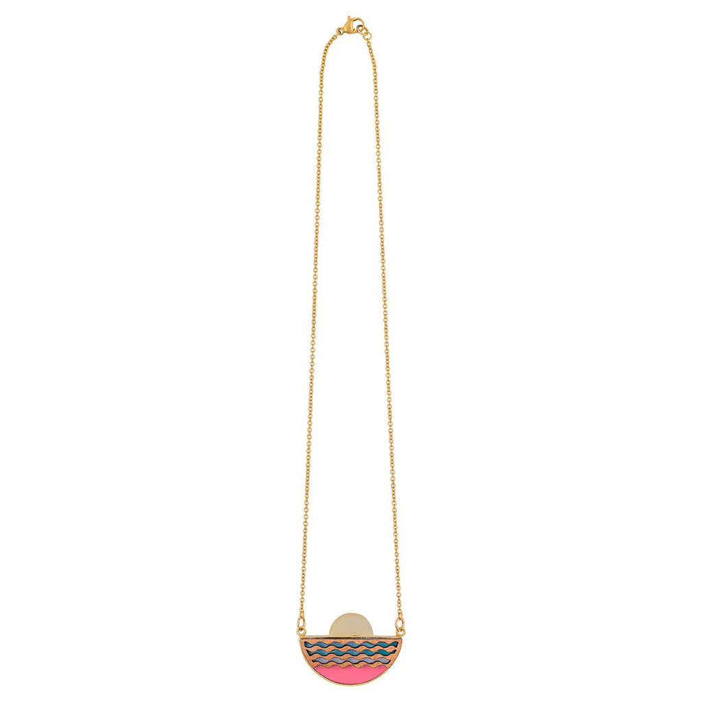 Sunset Recycled Wood Gold Necklace-4