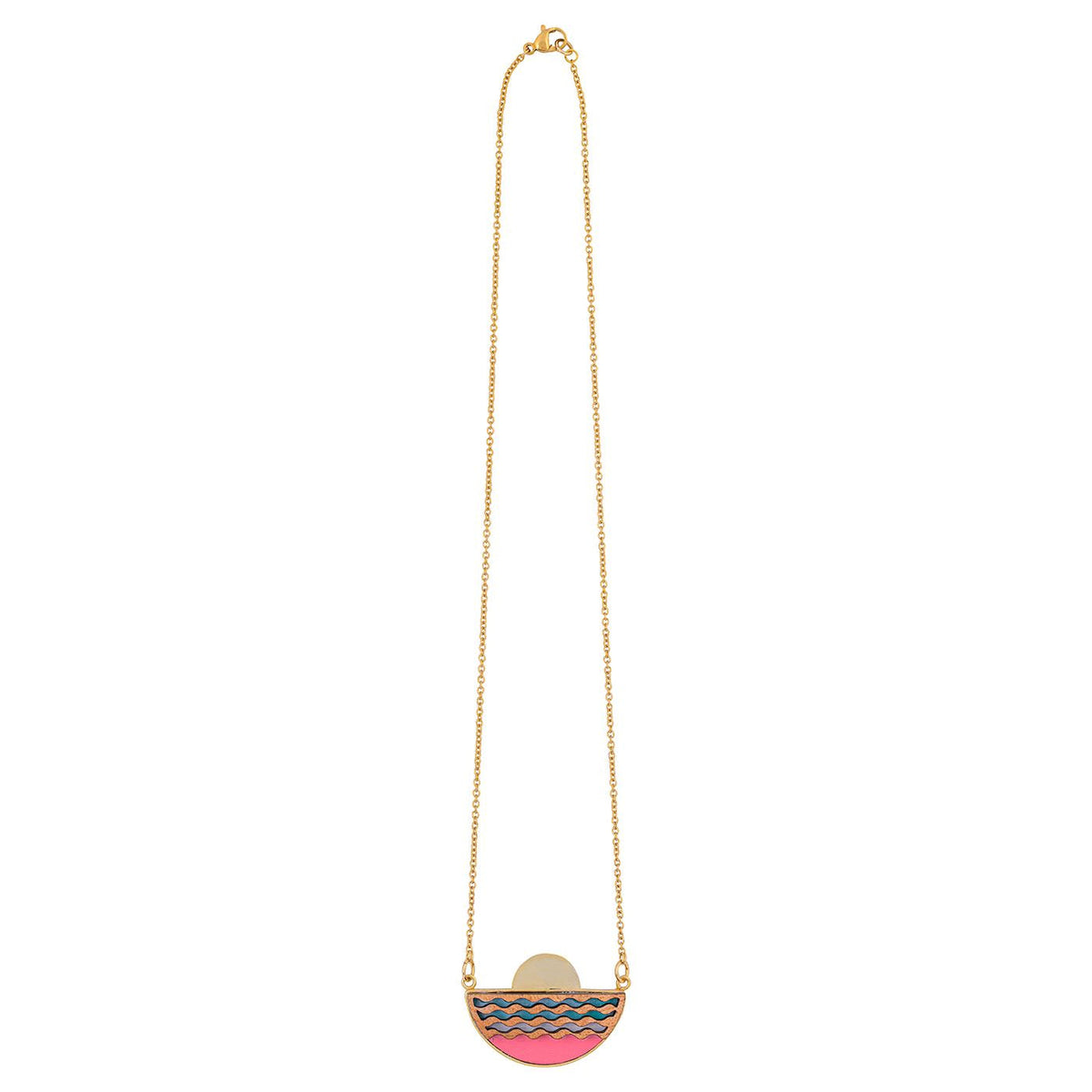 Sunset Recycled Wood Gold Necklace-4
