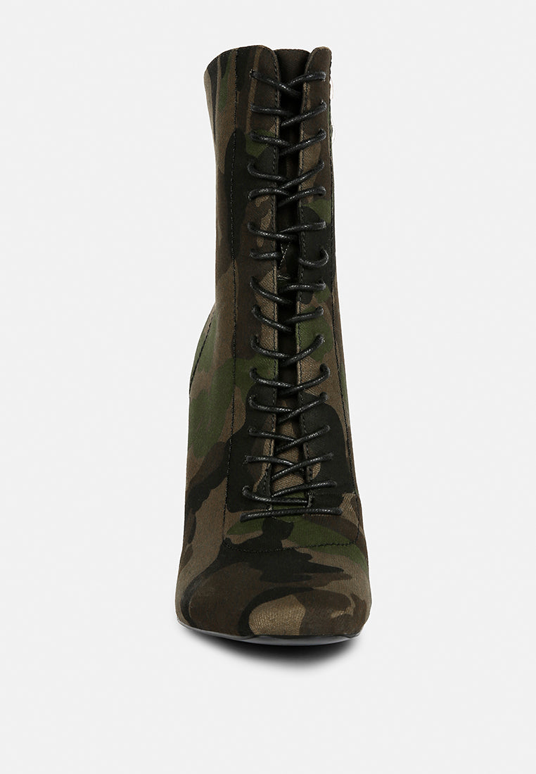 Wyndham Lace Up Leather Ankle Boots Cut Out Block Heel