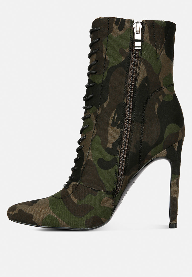 Wyndham Lace Up Leather Ankle Boots Cut Out Block Heel
