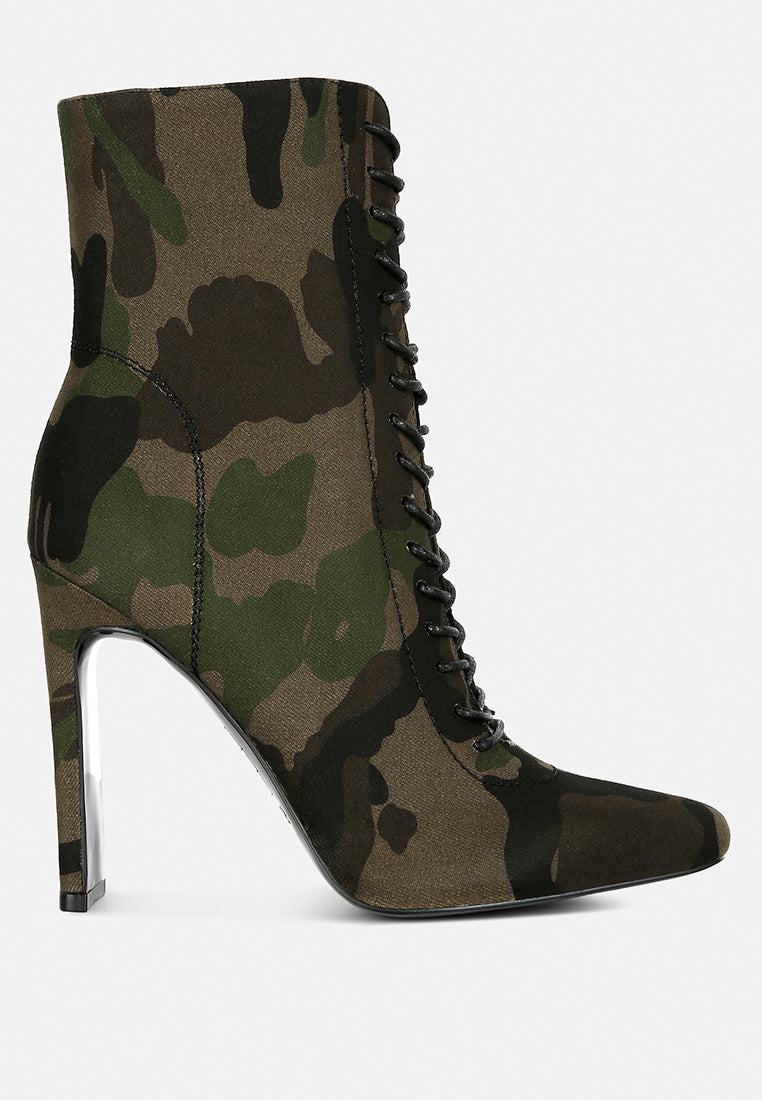Wyndham Lace Up Leather Ankle Boots Cut Out Block Heel