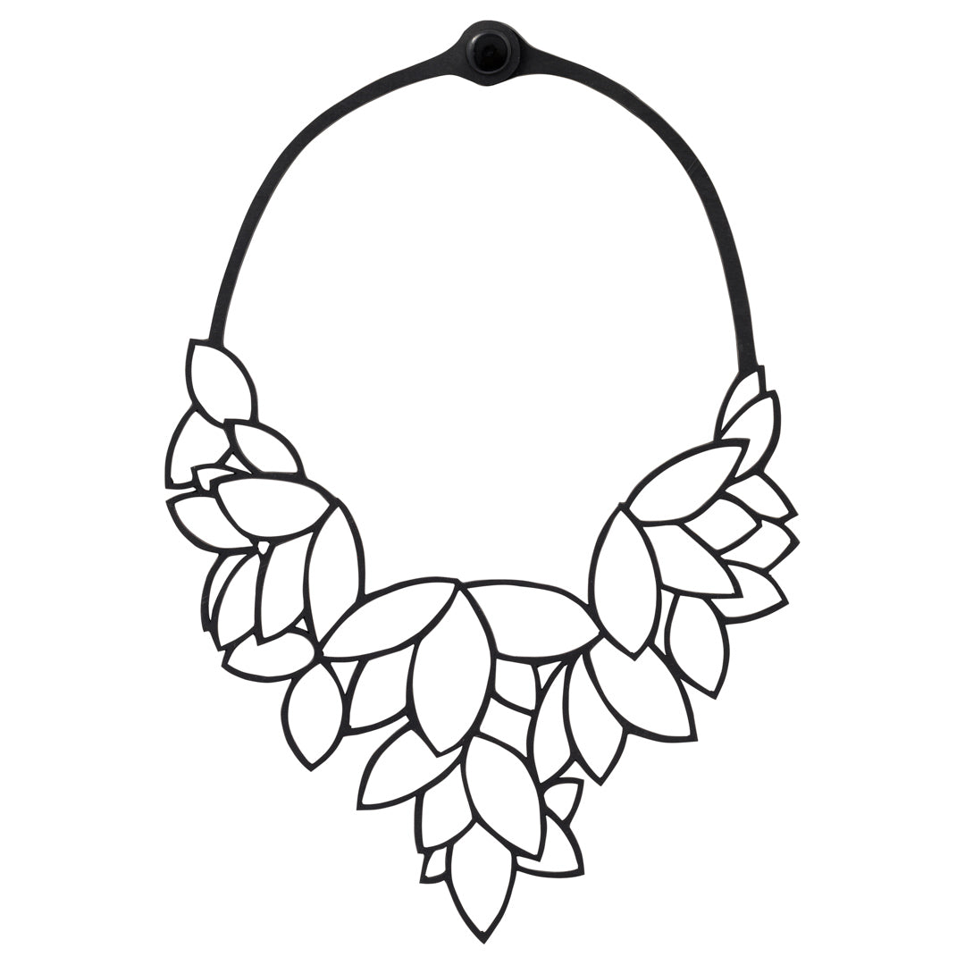 Waterlily Recycled Rubber Statement Necklace-1