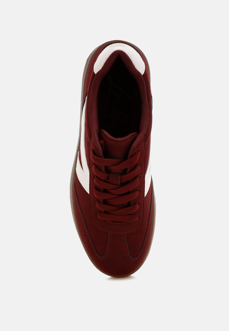 Zoomer Patchwork Chunky Sneakers Nubuck Faux Leather Flatforms