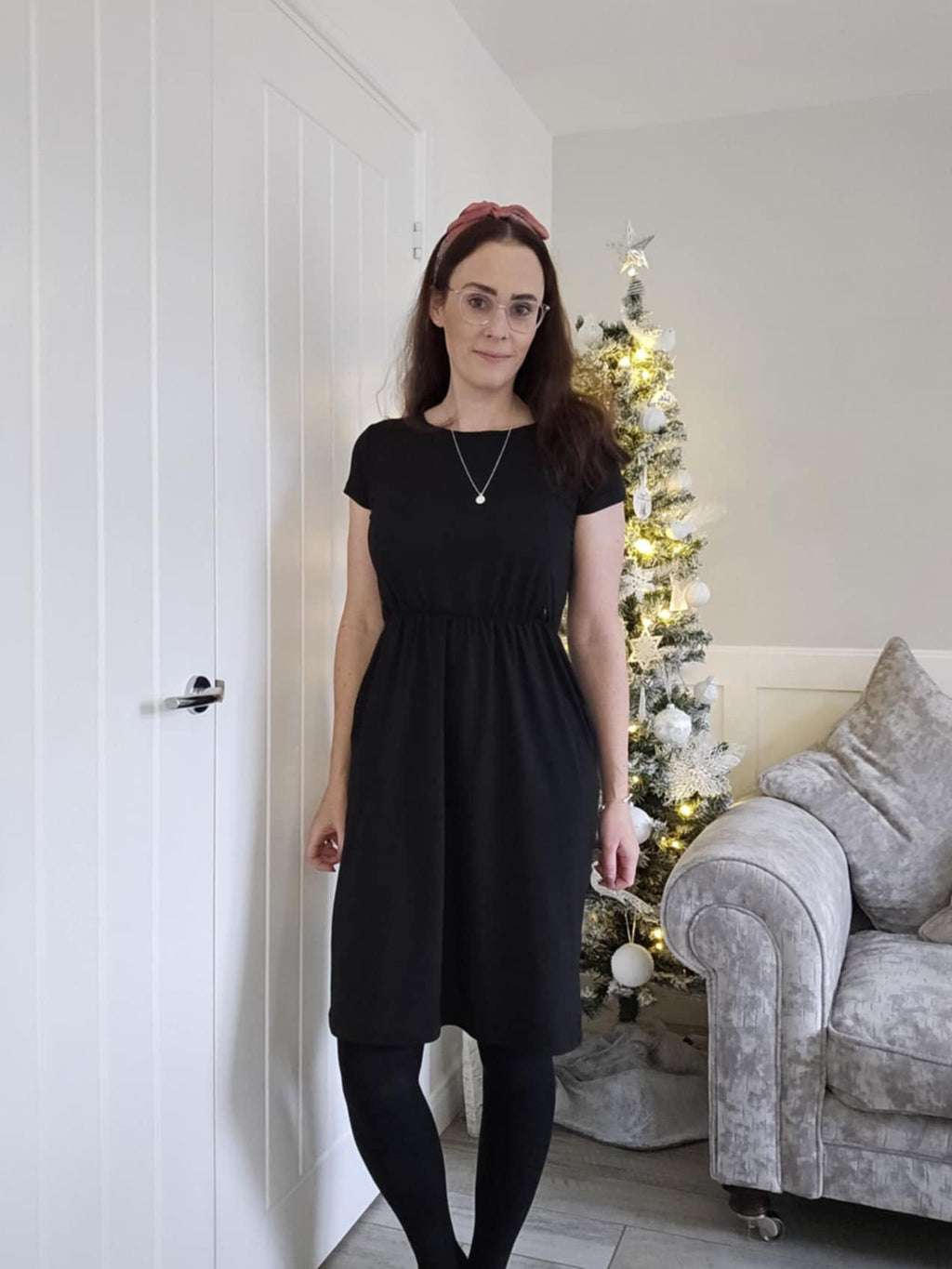 Black Knee Length Breastfeeding Dress | Nursing Dress | MilkyMoon-1