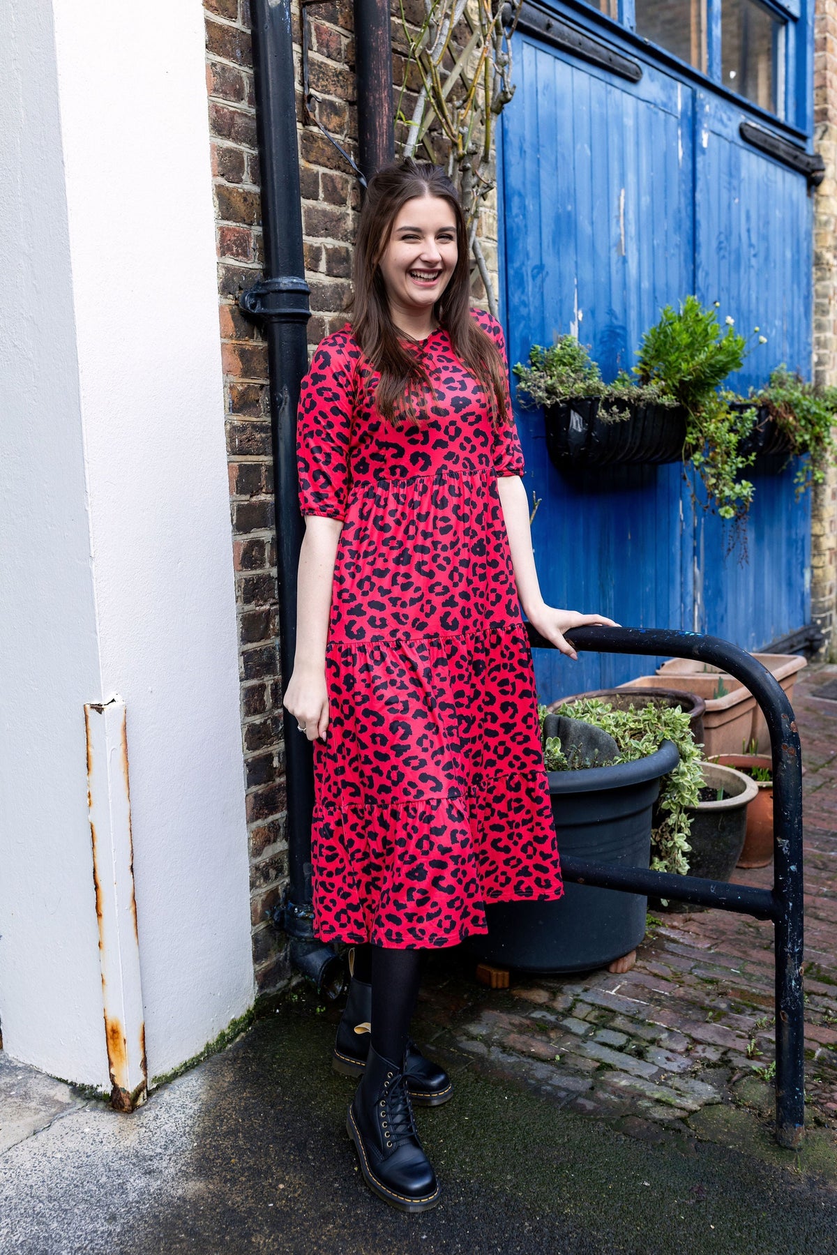 Red Leopard Midi Breastfeeding Dress | MilkyMoon-4