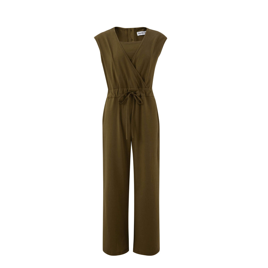 The Breastfeeding Jumpsuit - Kerry Cotton Khaki-2