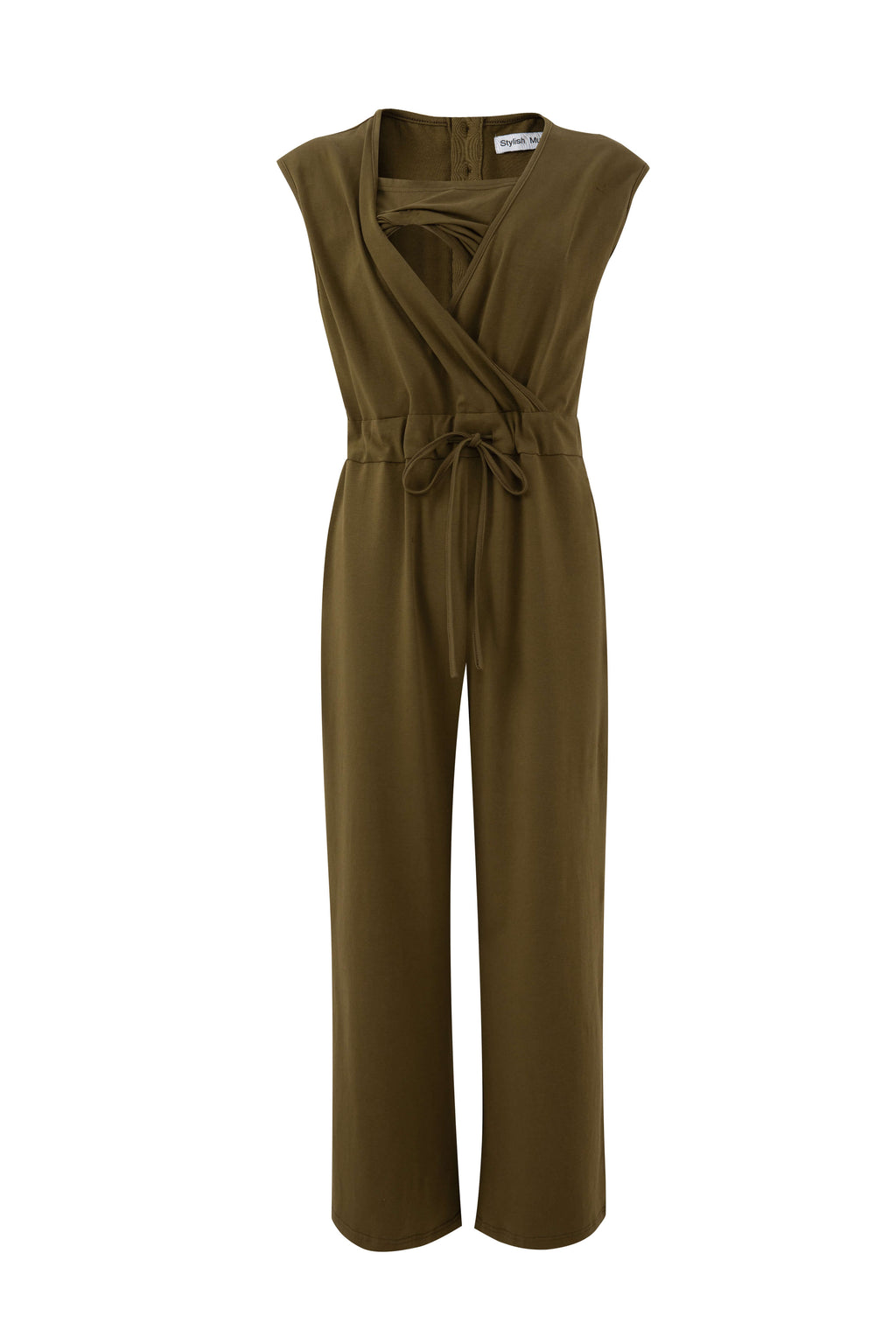 The Breastfeeding Jumpsuit - Kerry Cotton Khaki-3