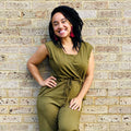 The Breastfeeding Jumpsuit - Kerry Cotton Khaki-0
