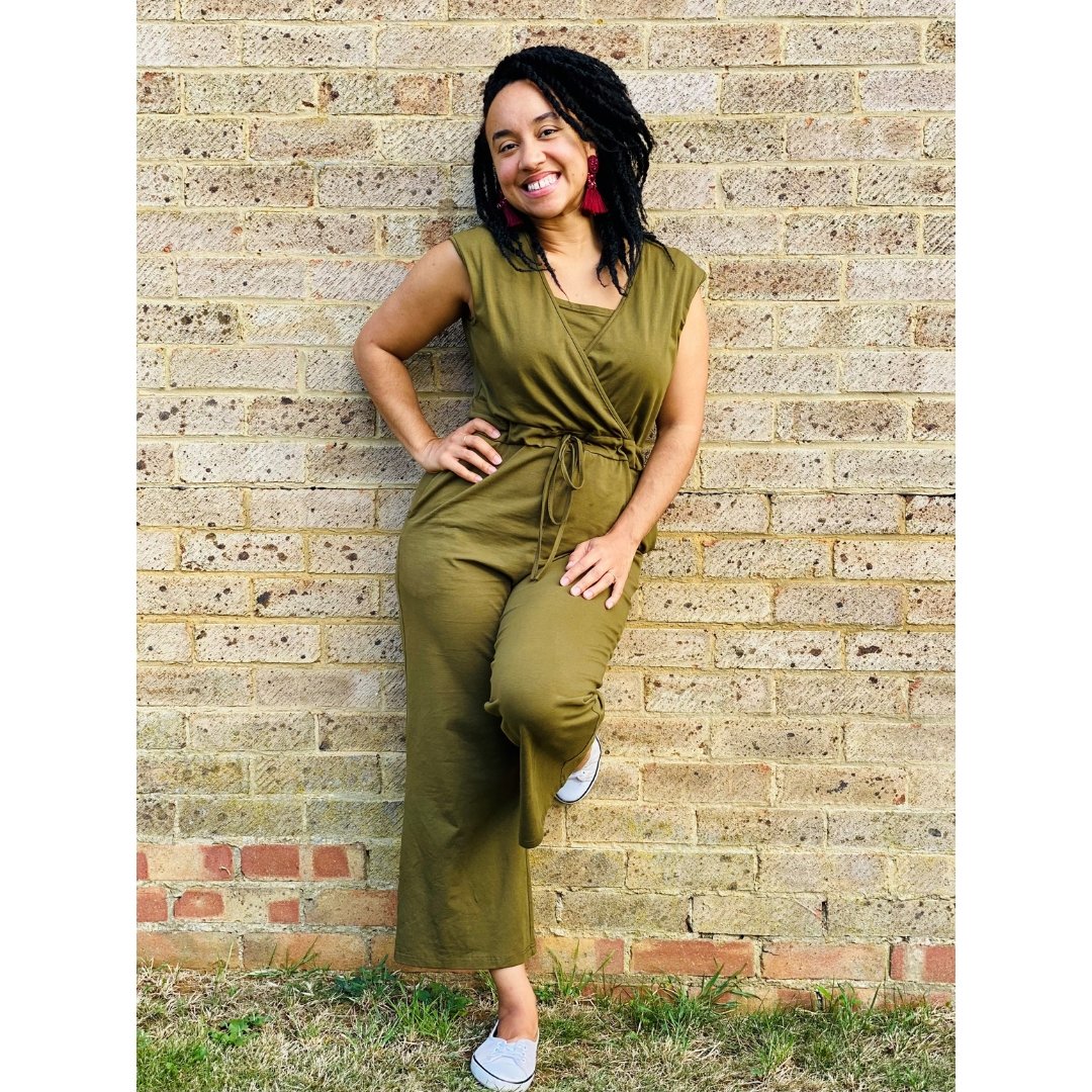 The Breastfeeding Jumpsuit - Kerry Cotton Khaki-1