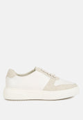 Kjaer Dual Tone Leather Sneakers Chunky Sole Comfortable Canvas Shoes