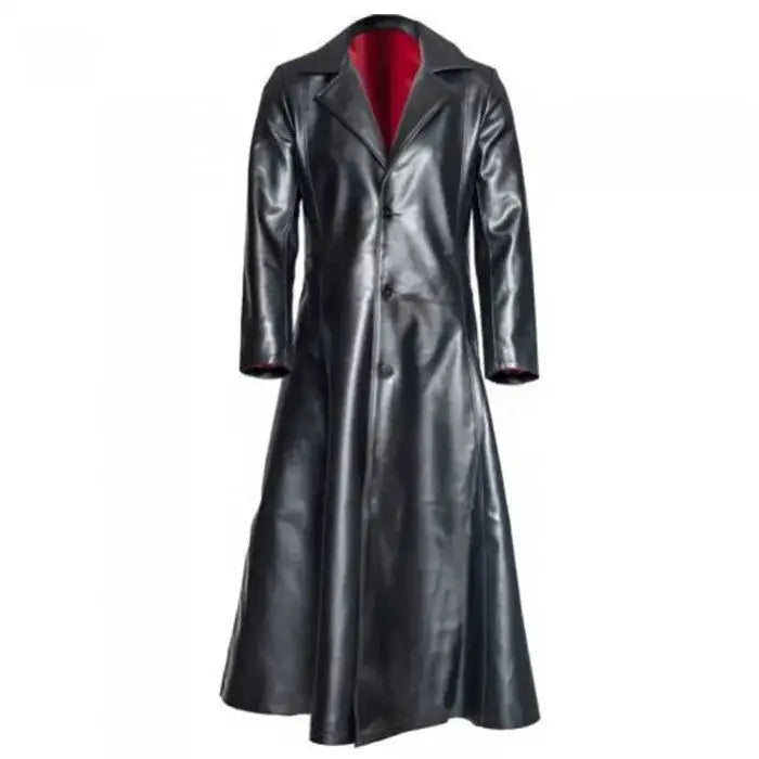 Men's Gothic Steampunk PVC Leather Coat Matte Black Vamp Fashion
