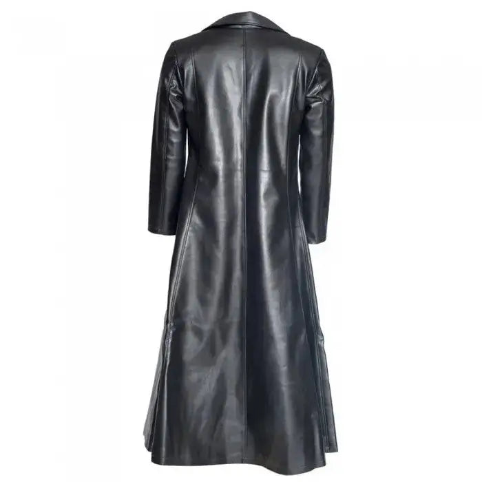 Men's Gothic Steampunk PVC Leather Coat Matte Black Vamp Fashion