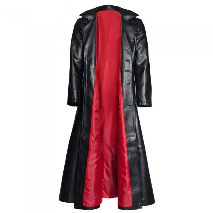 Men's Gothic Steampunk PVC Leather Coat Matte Black Vamp Fashion
