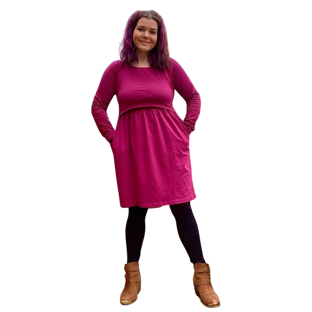 Pippa Purple Breastfeeding Skater Dress-1