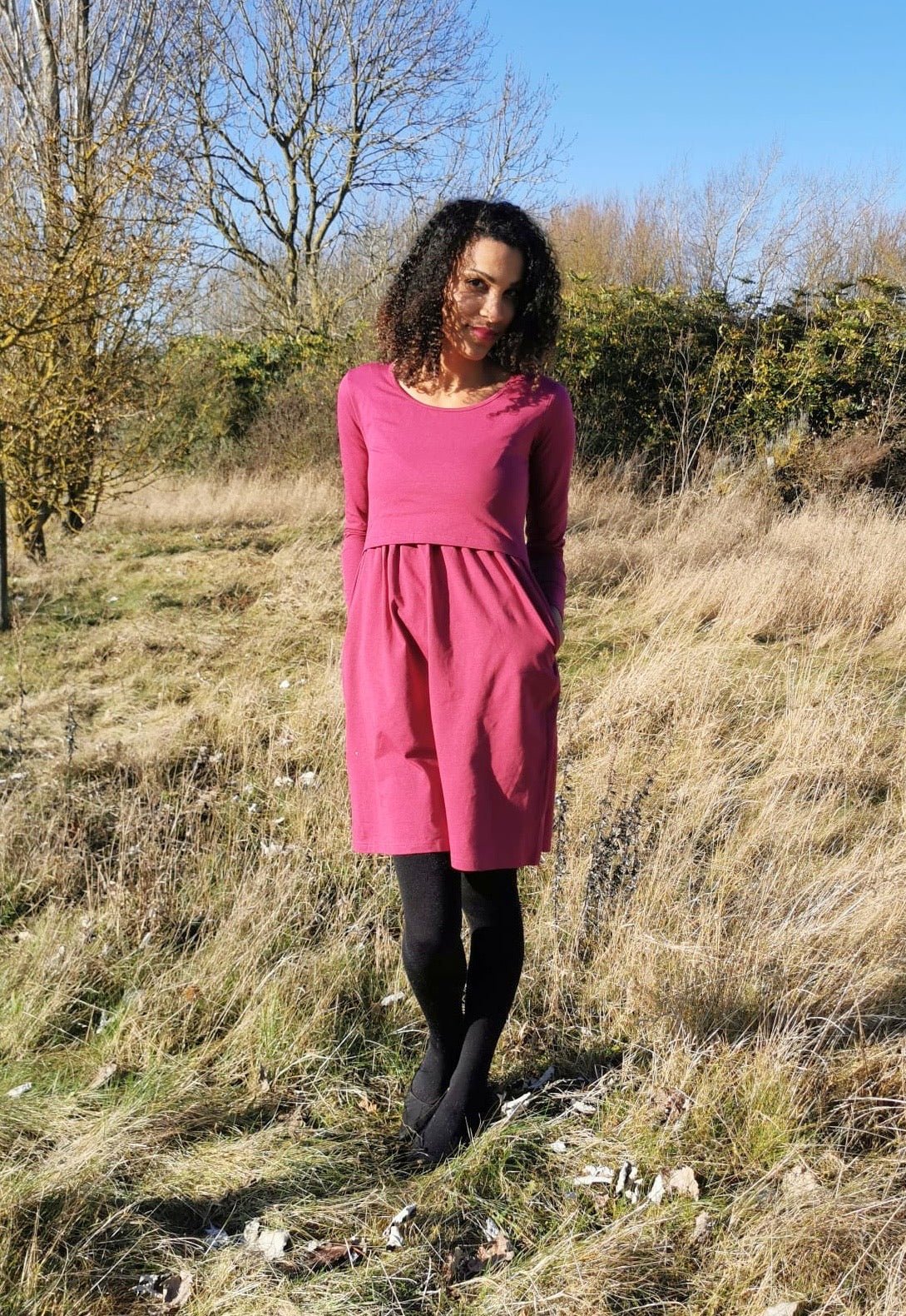 Pippa Purple Breastfeeding Skater Dress-3