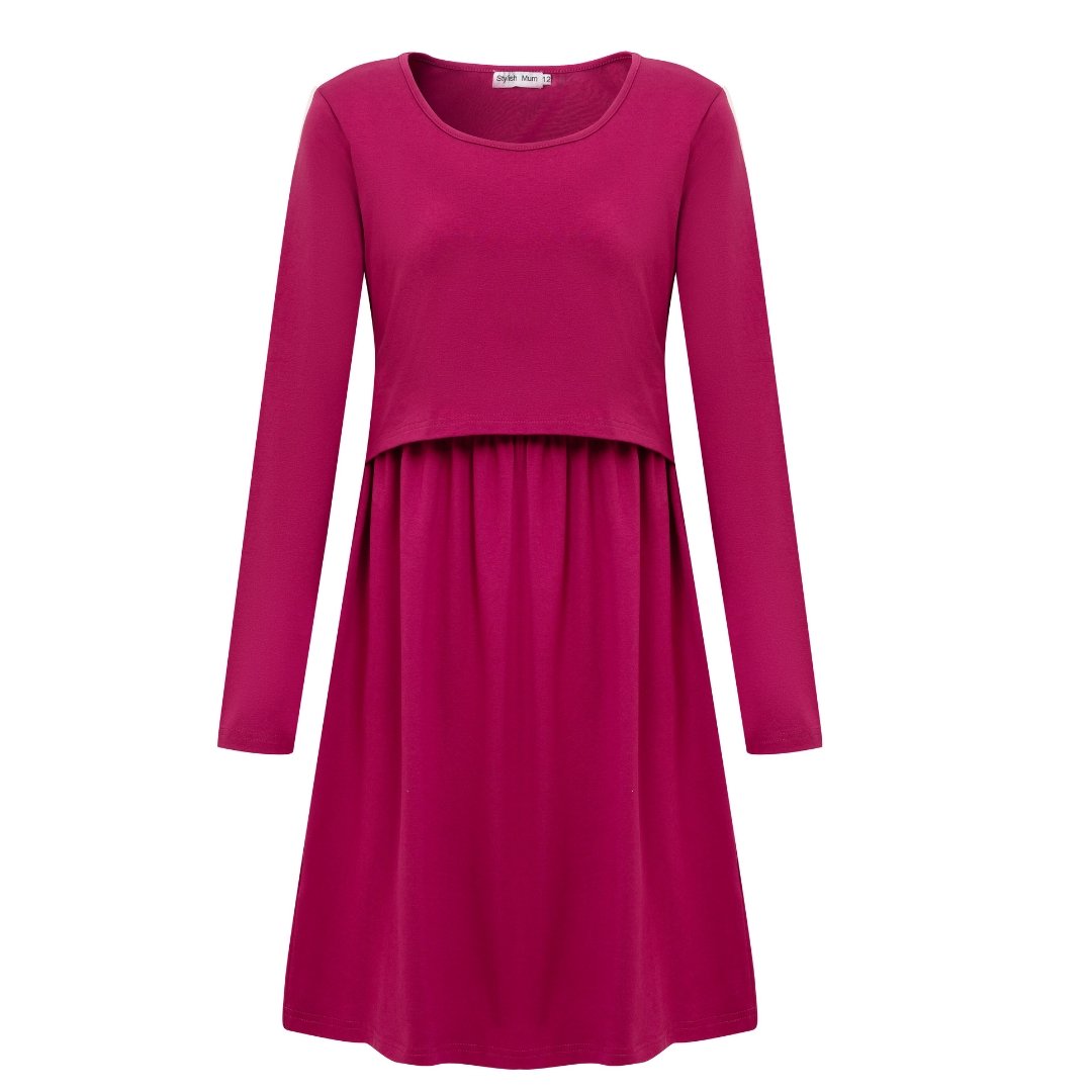 Pippa Purple Breastfeeding Skater Dress-2