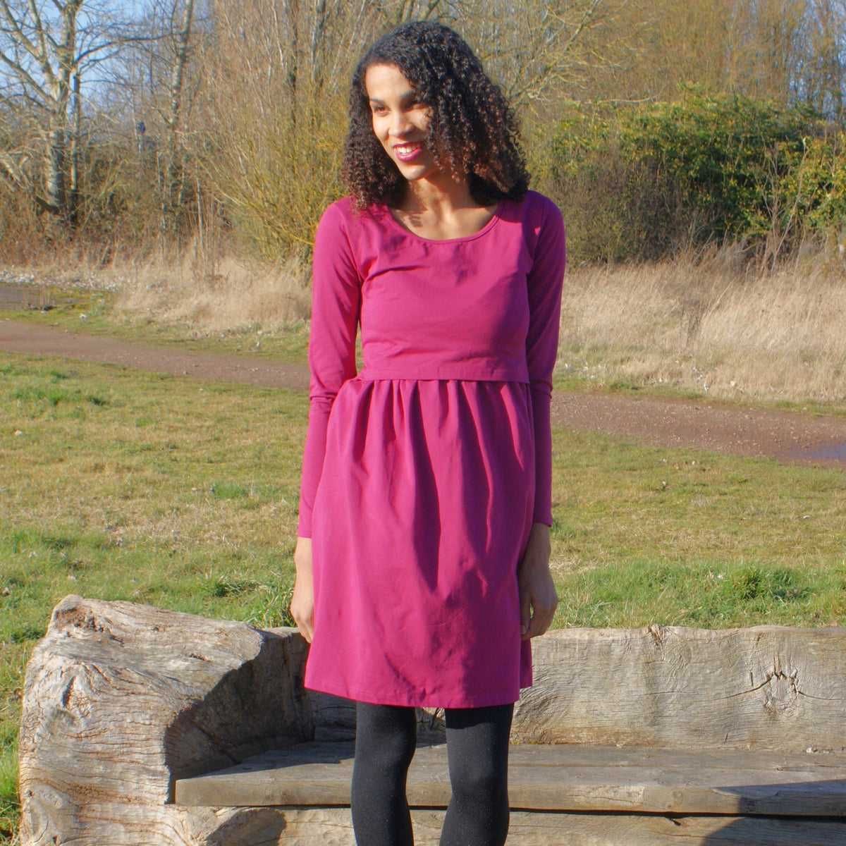Pippa Purple Breastfeeding Skater Dress-0