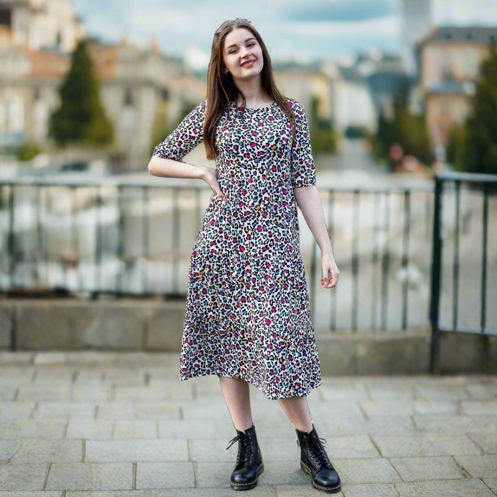 Rainbow Leopard Midi Breastfeeding Dress | Nursing Dress | MilkyMoon-4